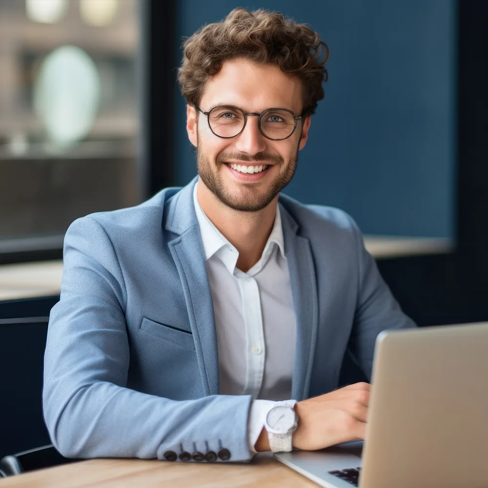 Business owner reviewing domain name records on a laptop